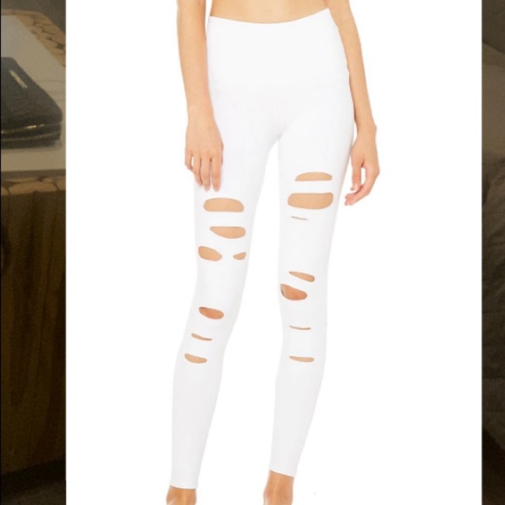 Alo white ripped tights